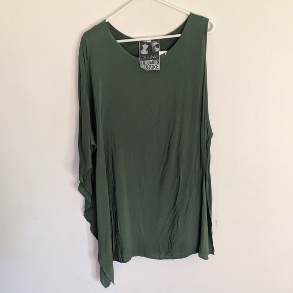 Young Fabulous and Broke olive green tunic/blouse, medium - Picture 1 of 3